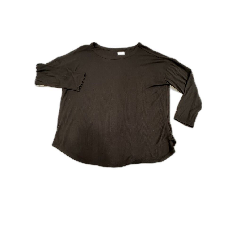 Lou & Grey Black Ribbed Tunic 3/4 Sleeve Size XL